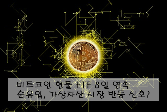 비트코인 현물 ETF 8일 연속 순유입, 가상자산 시장 반등 신호?