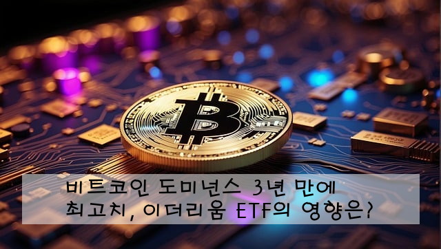 비트코인 도미넌스 3년 만에 최고치, 이더리움 ETF의 영향은?