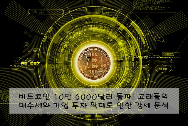 비트코인 10만 6000달러 돌파! 고래들의 매수세와 기업 투자 확대로 인한 강세 분석