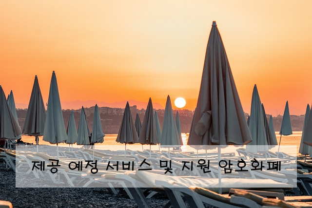 제공 예정 서비스 및 지원 암호화폐