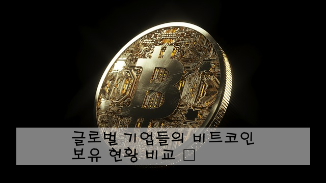 글로벌 기업들의 비트코인 보유 현황 비교 🌎