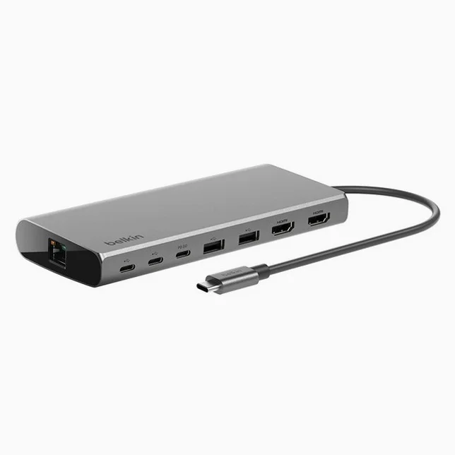 벨킨 Connect 범용 USB C 8 in 1 듀얼 디스플레이 코어 허브 INC015bt