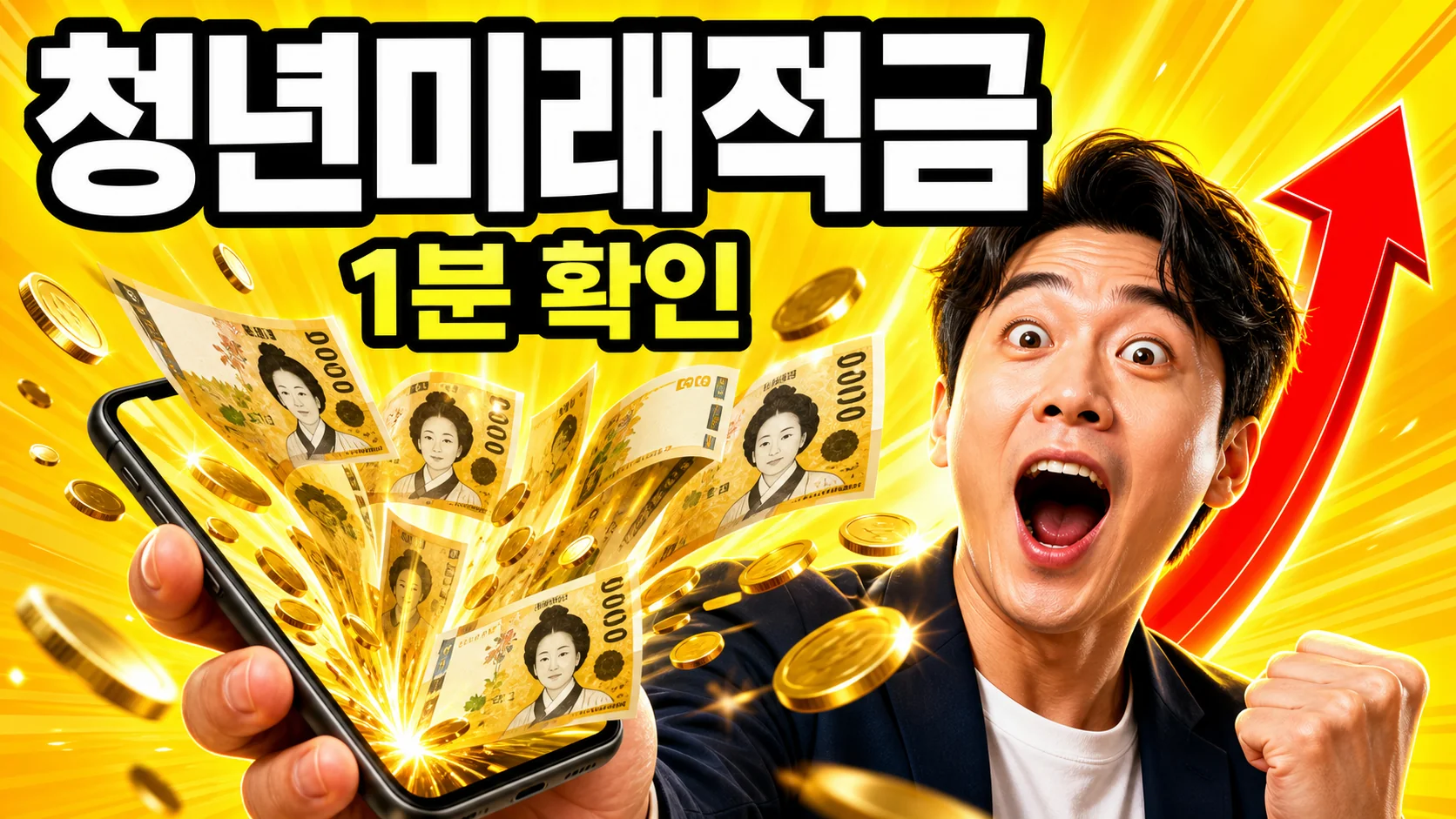 저금통에 동전을 모으는 청년, 청년미래적금 자산형성 이미지