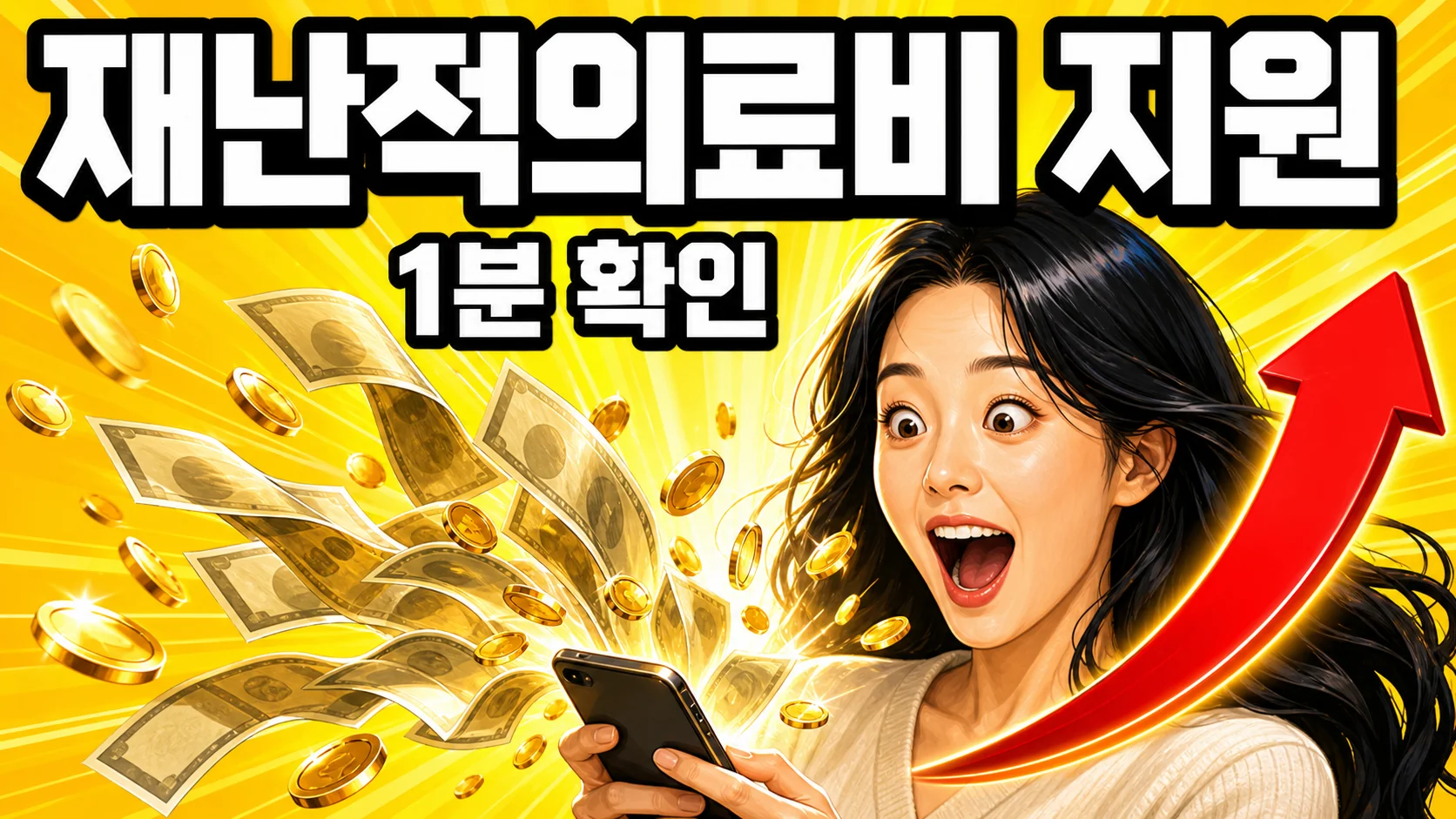 병원에서 진료를 받는 환자 — 재난적의료비 지원 안내 이미지