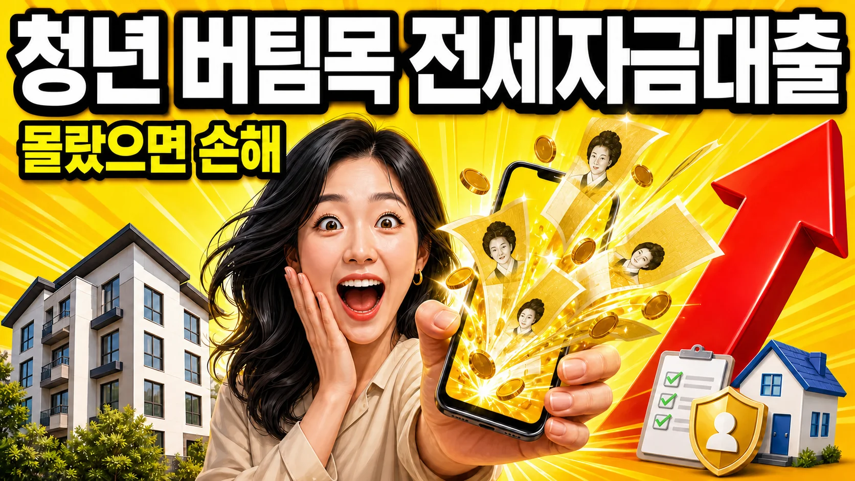 새 전셋집으로 이사하는 청년 부부가 열쇠를 들고 있는 모습
