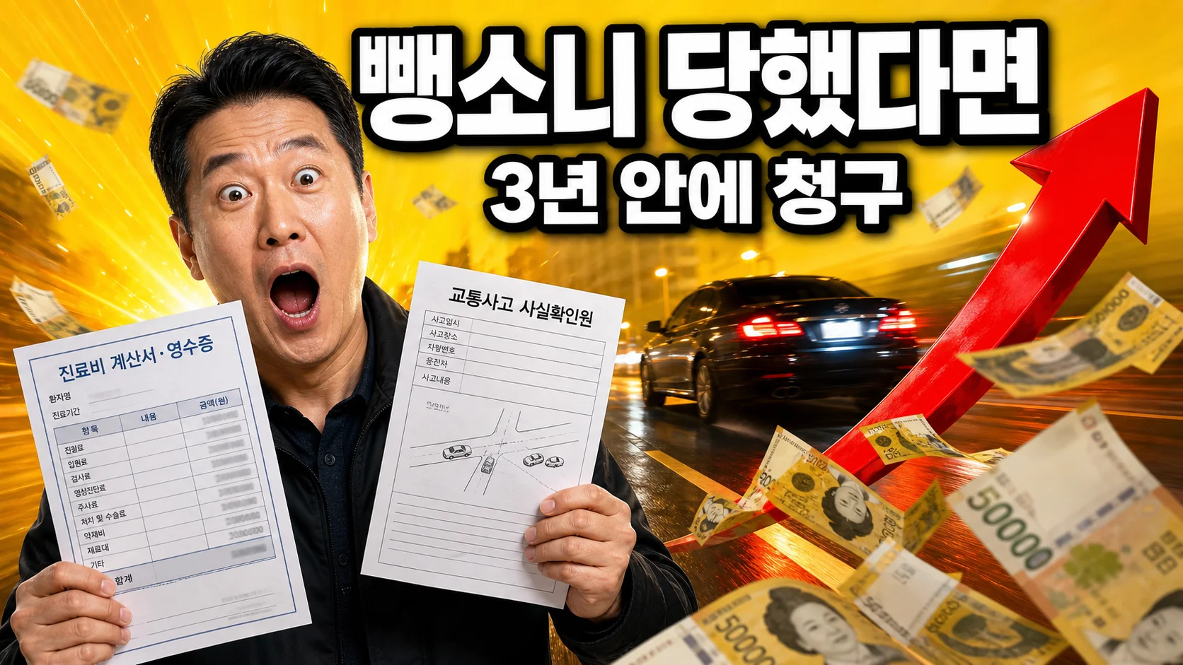 뺑소니·무보험차 사고 피해자가 정부보장사업으로 보상을 청구하는 모습을 표현한 이미지