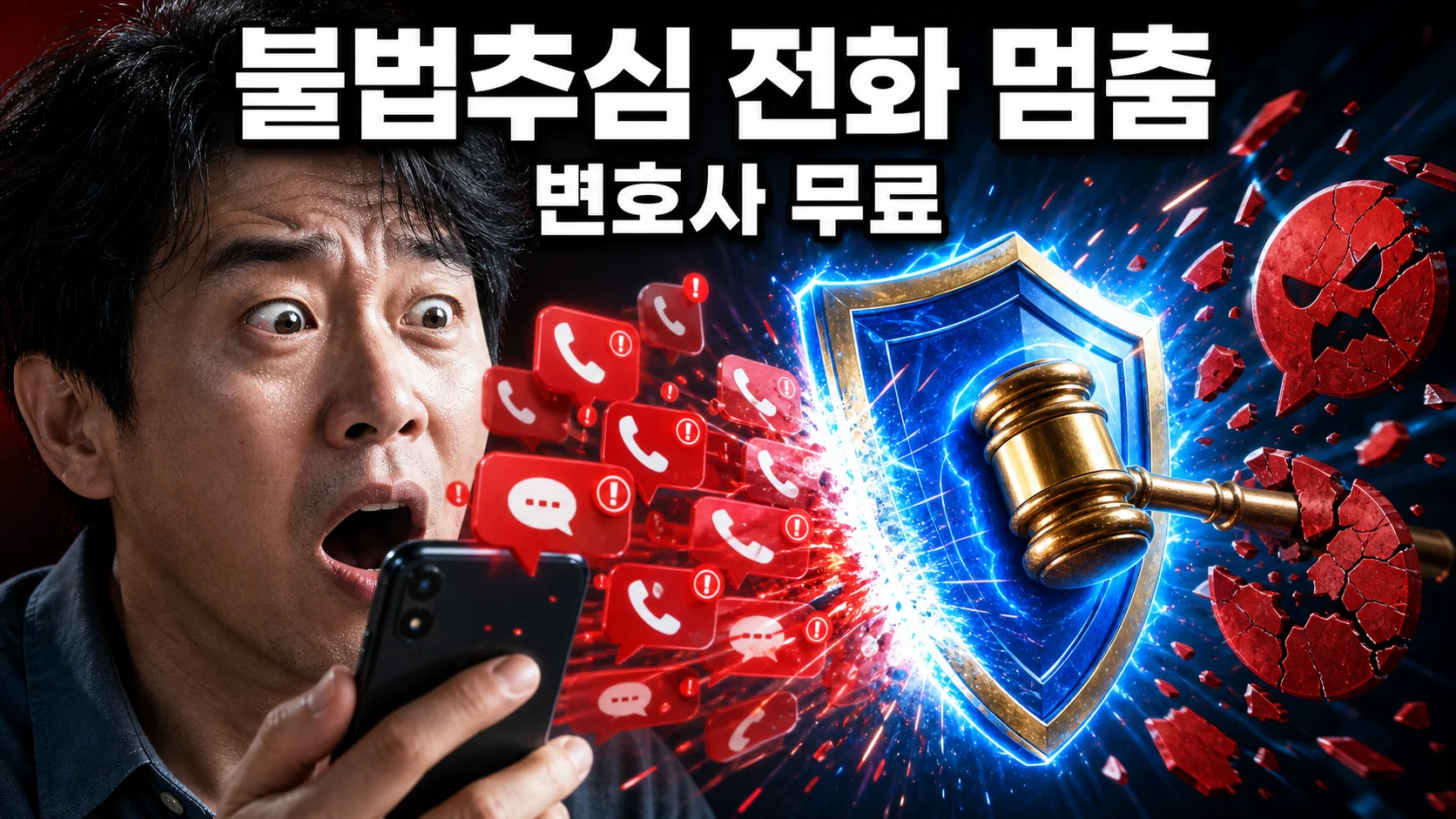 불법추심 문자와 전화 알림이 쏟아지는 스마트폰을 법률 방패가 막아내는 채무자대리인 무료지원 이미지