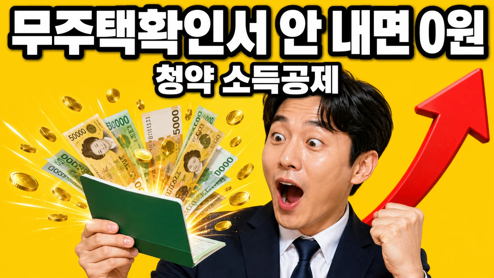 무주택확인서를 내지 않으면 주택청약 소득공제가 0원이 된다는 점을 강조한 이미지