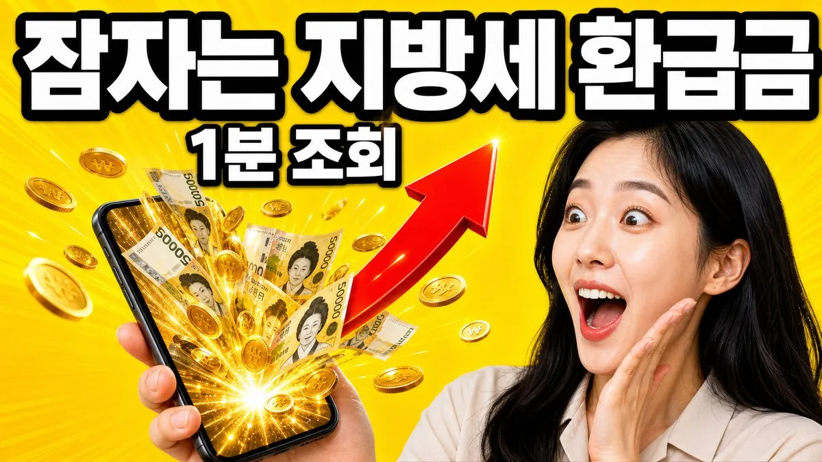 스마트폰으로 잠자는 지방세 환급금을 조회해 돌려받는 모습을 표현한 이미지