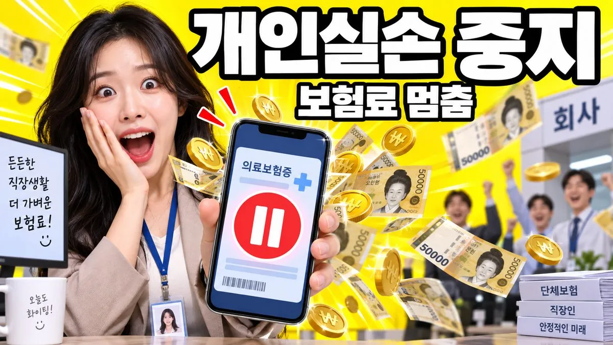 회사 단체실손이 있는 직장인이 개인실손 보험료 납입을 중지하는 모습을 표현한 썸네일