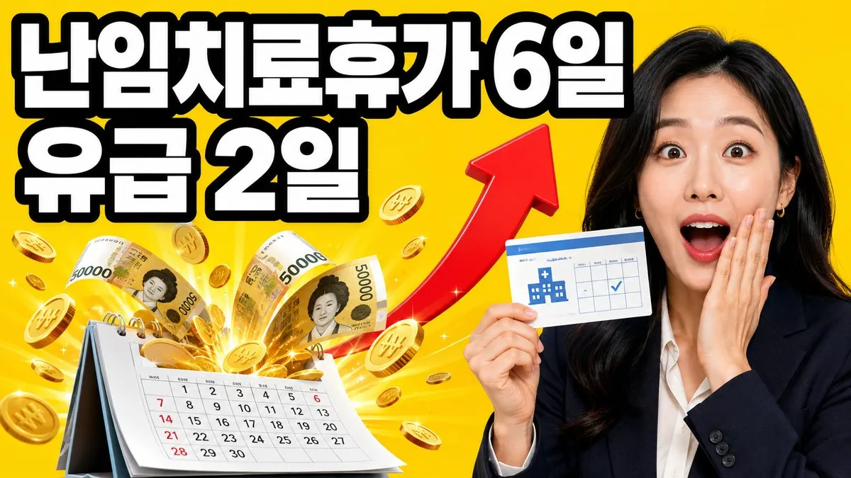 난임치료휴가 연 6일과 유급 2일 급여를 안내하는 대표 이미지