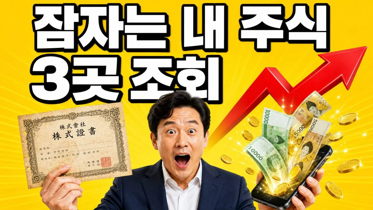 옛 종이 주권과 스마트폰에서 쏟아지는 돈으로 미수령 주식·배당금 찾기를 표현한 이미지