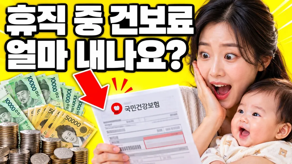 아기를 안은 30대 여성이 휴직 중 건강보험료 고지서를 보고 놀라는 모습